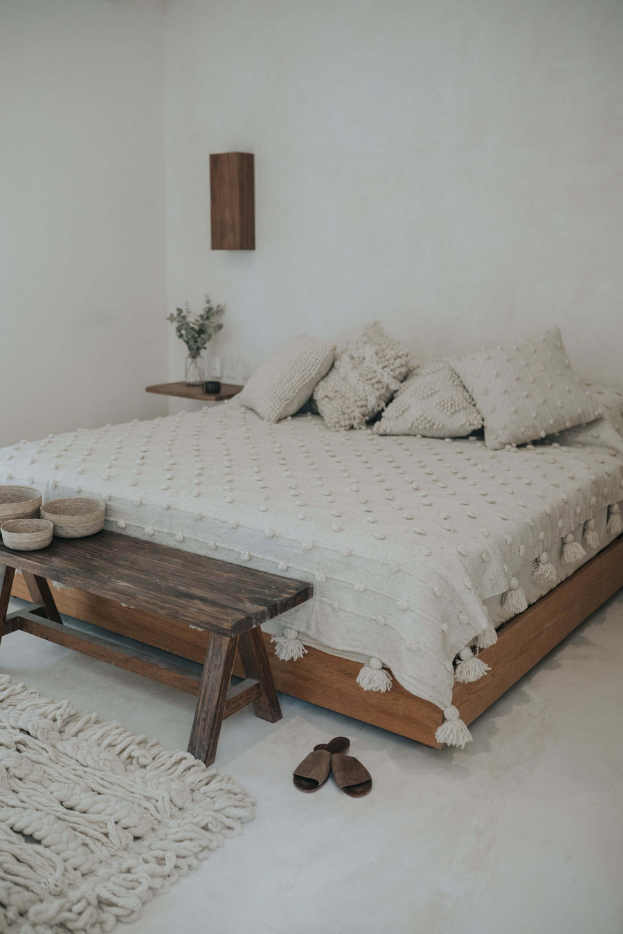 cozy bedroom in a neutral palette 